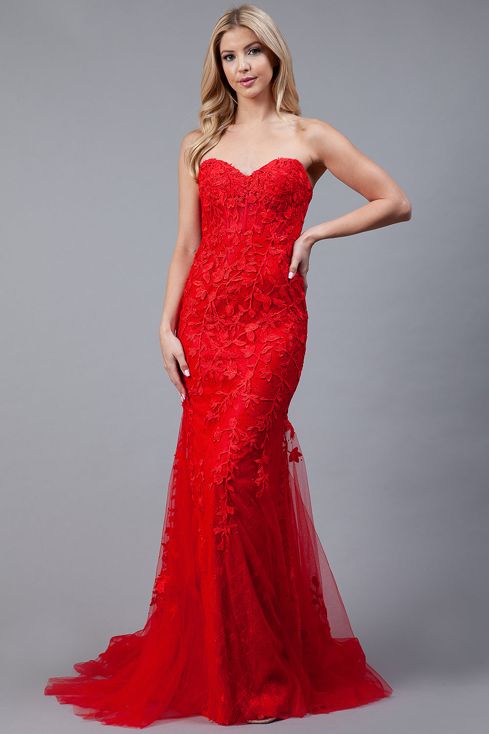 Amelia - 7024-red dress Amelia