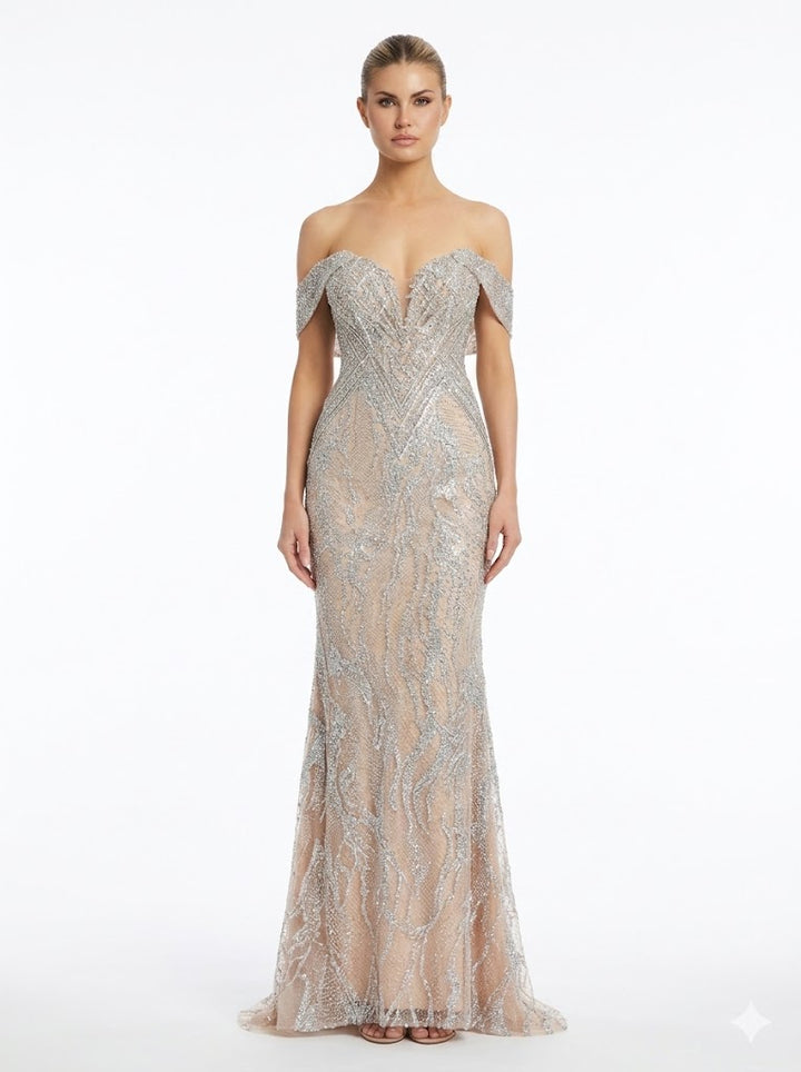 Cinderella Divine -cd693-Silver-Nude dress Cinderella Divine
