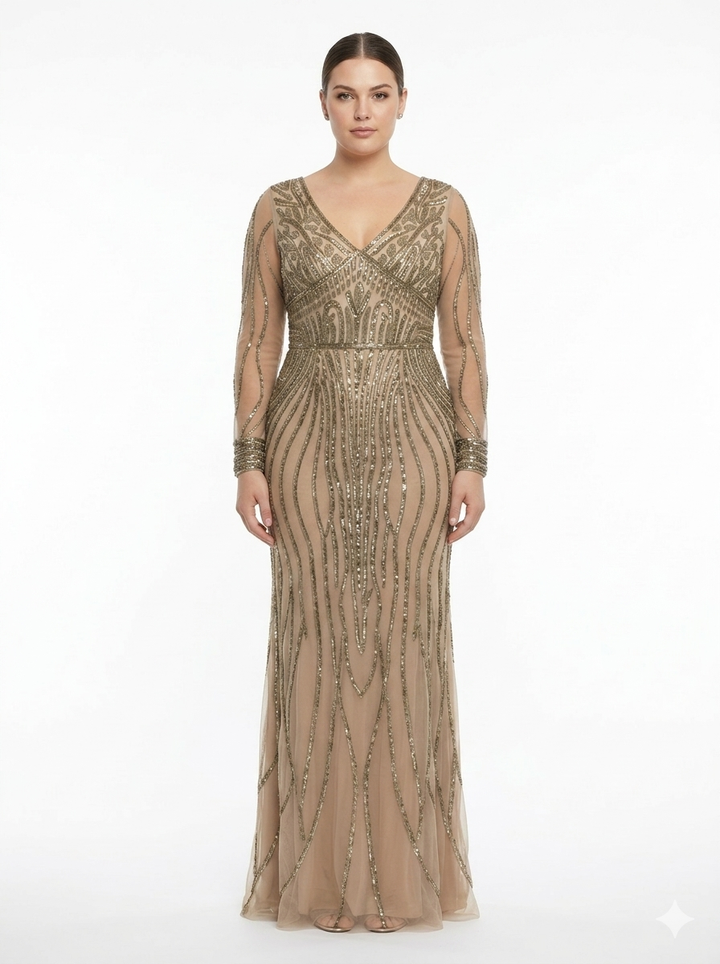 Terani - 261m6727-champagne silver dresses Terani