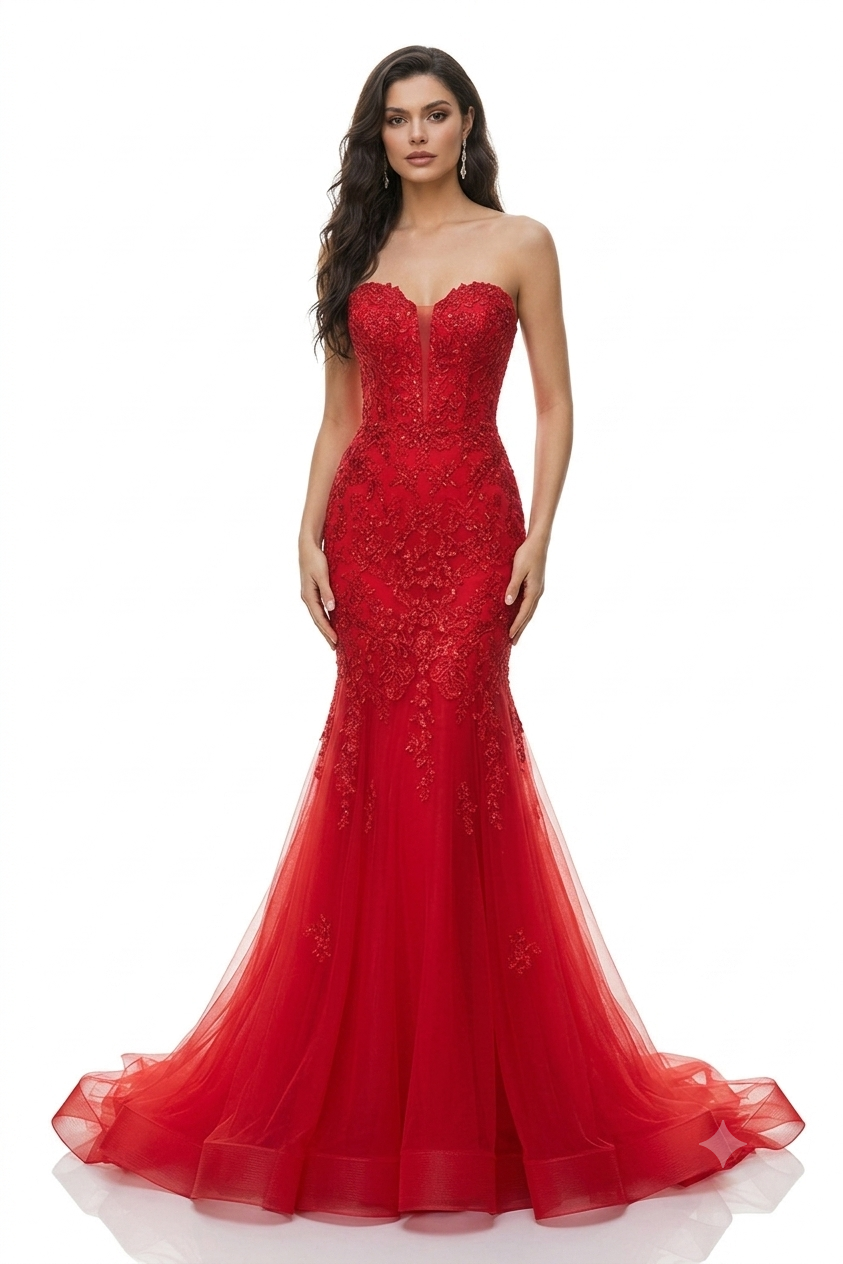 Amelia - 7090-red dress Amelia