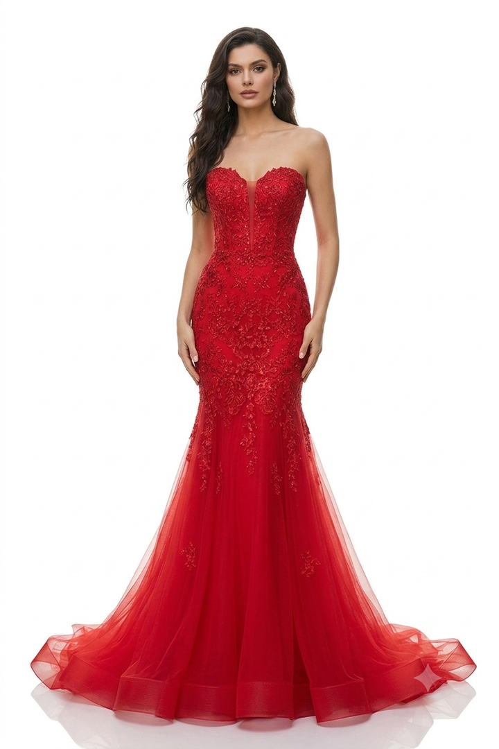 Amelia - 7090-red dress Amelia