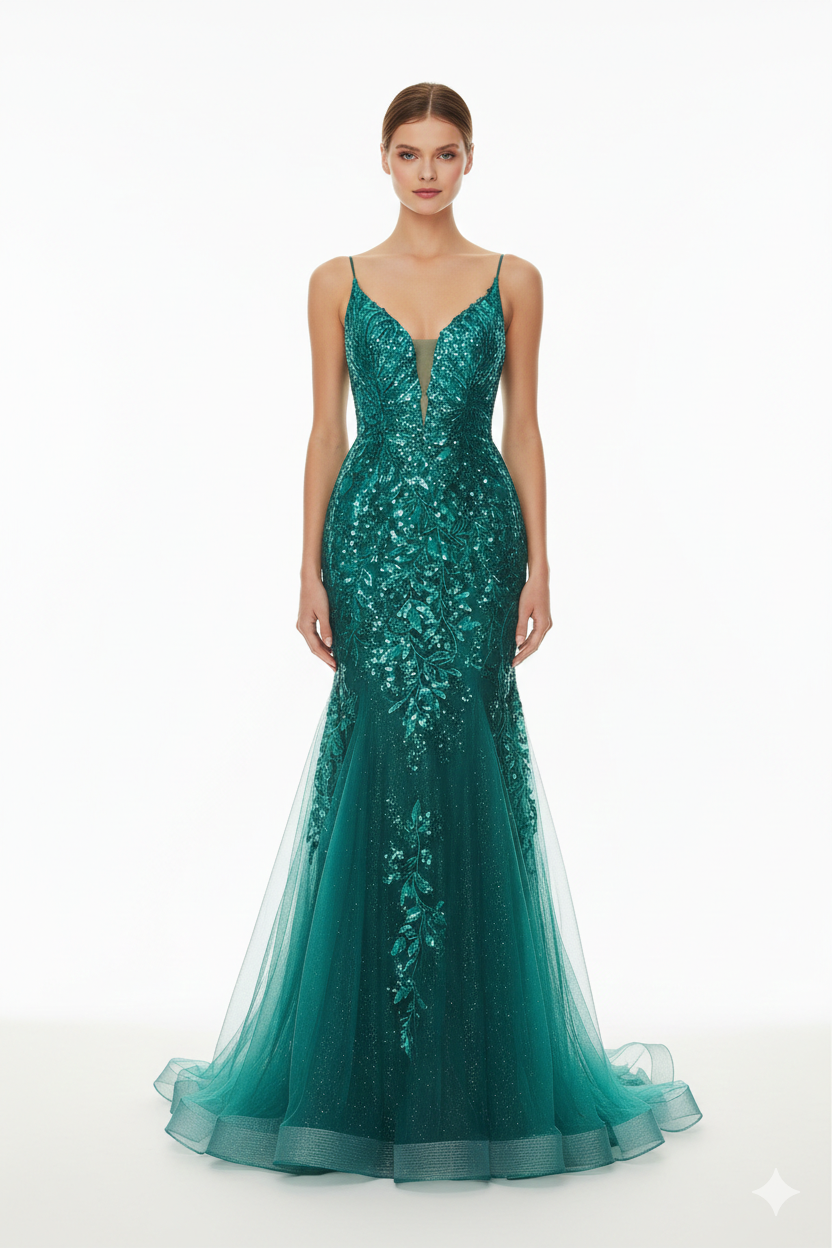 Andrea And Leo - A1118-Green dresses Andrea and Leo