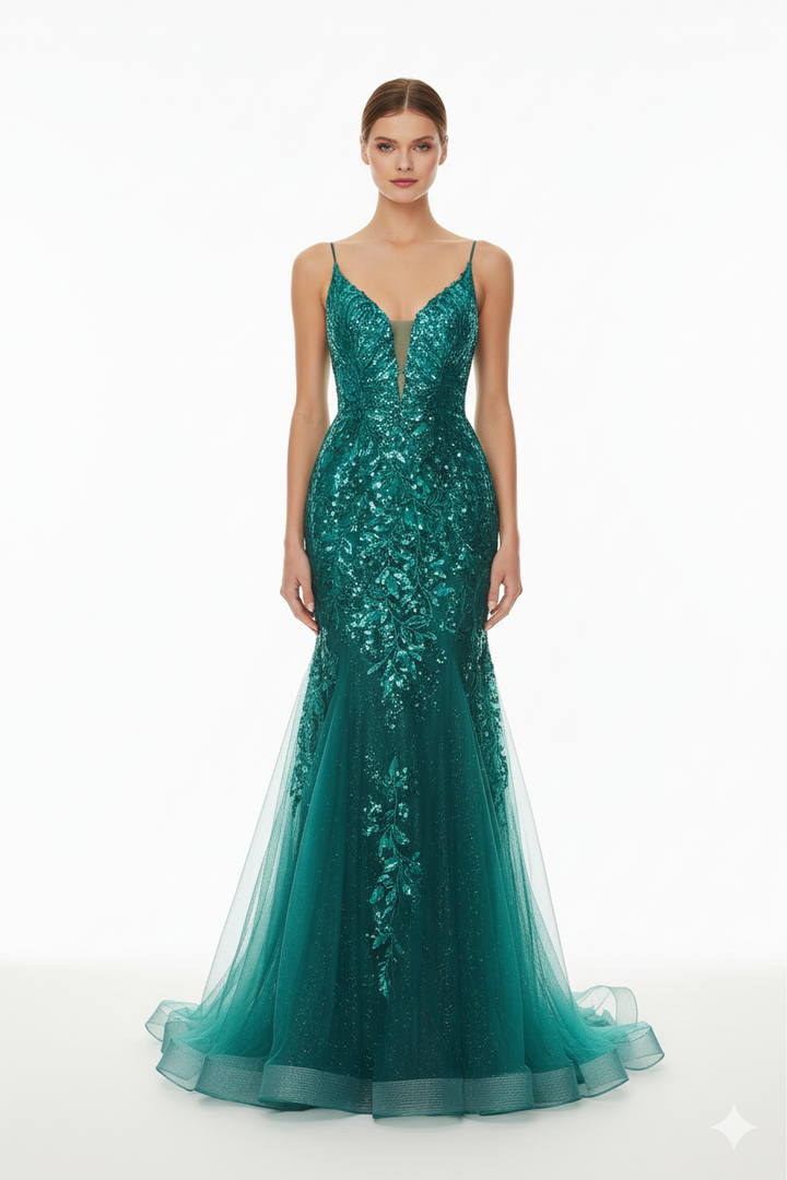 Andrea And Leo - A1118-Green dresses Andrea and Leo