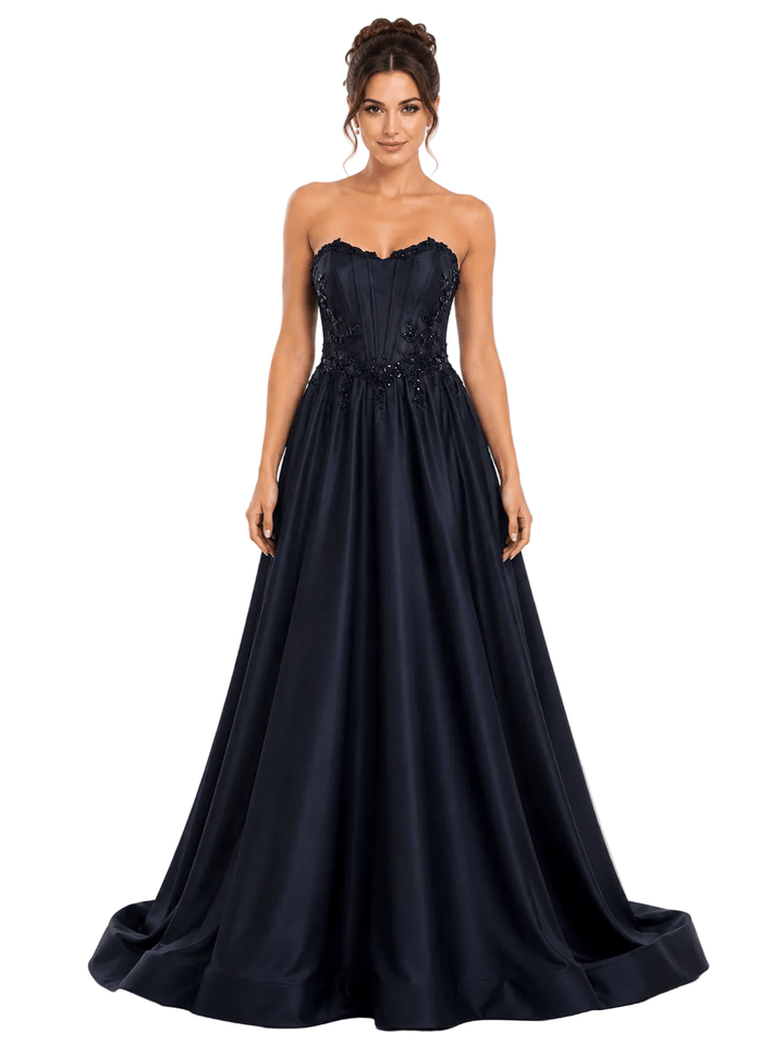 Amelia Couture dresses Amelia Couture 7093 - Black Beaded Corset Prom Gown