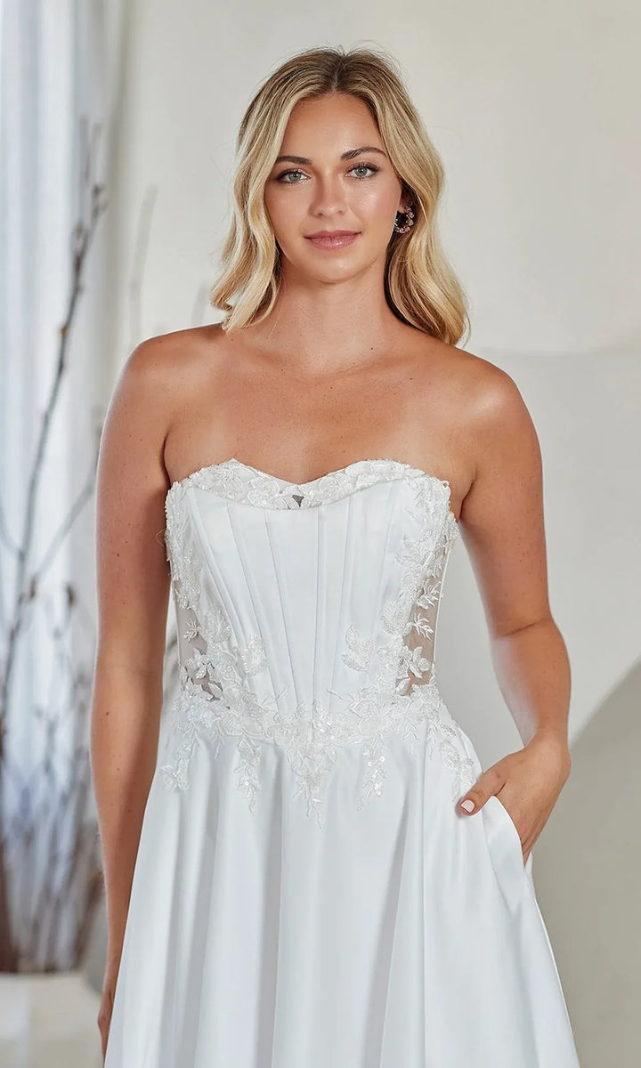 Amelia Couture dresses US8 Amelia Couture 7093 - White Beaded Corset Gown