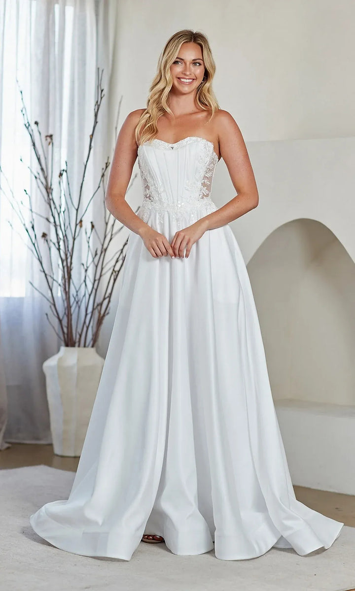Amelia Couture dresses US8 Amelia Couture 7093 - White Beaded Corset Gown