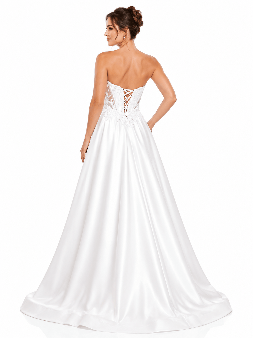 Amelia Couture dresses US8 Amelia Couture 7093 - White Beaded Corset Gown