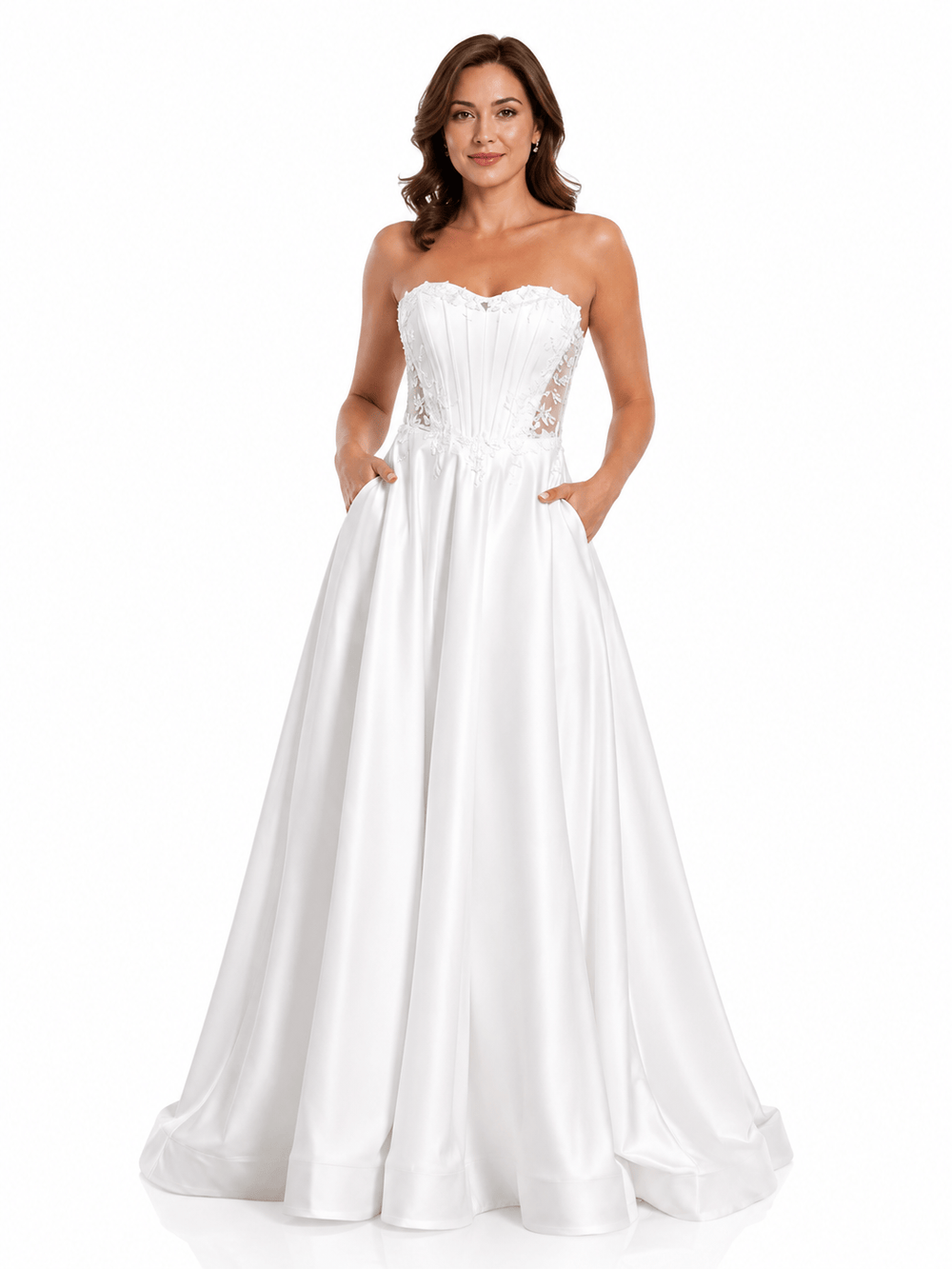 Amelia Couture dresses US8 Amelia Couture 7093 - White Beaded Corset Gown