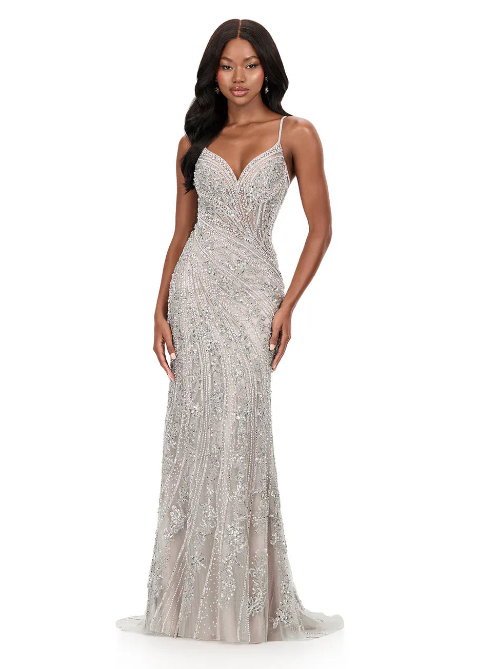 Ashley dress Ashley - 12222-Silver/Nude
