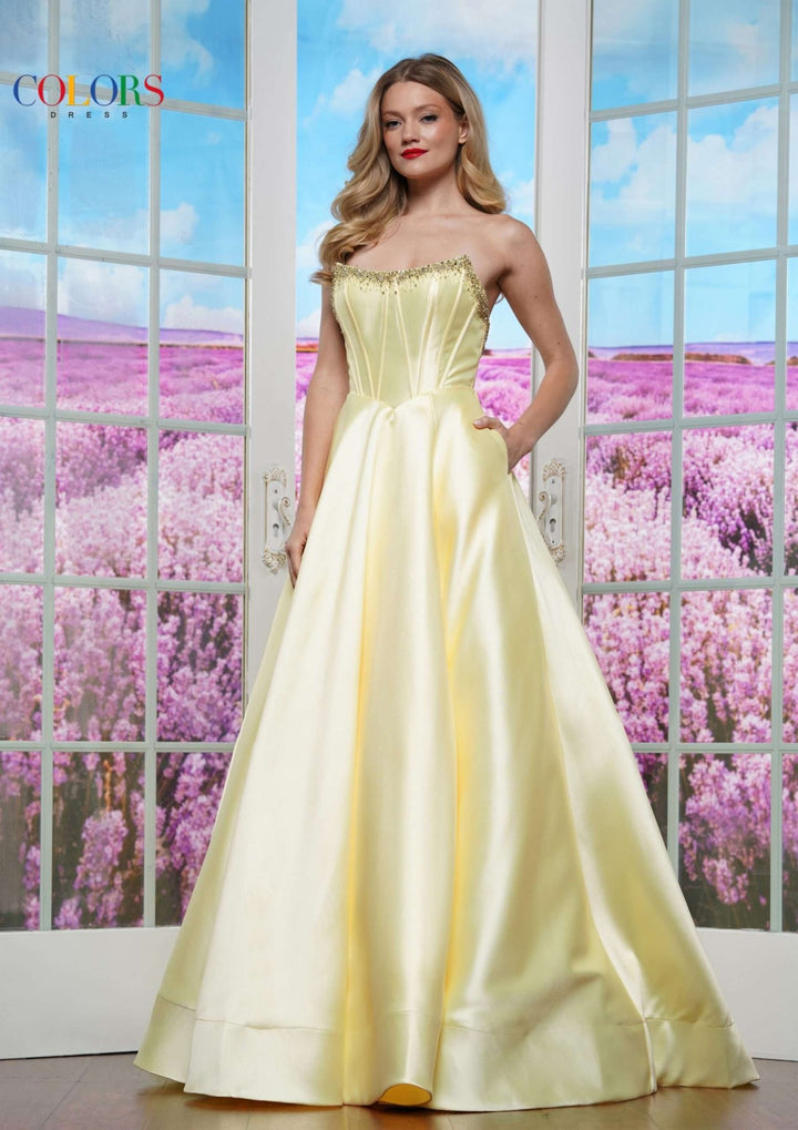 Colors - 3478-Yellow dresses Colors