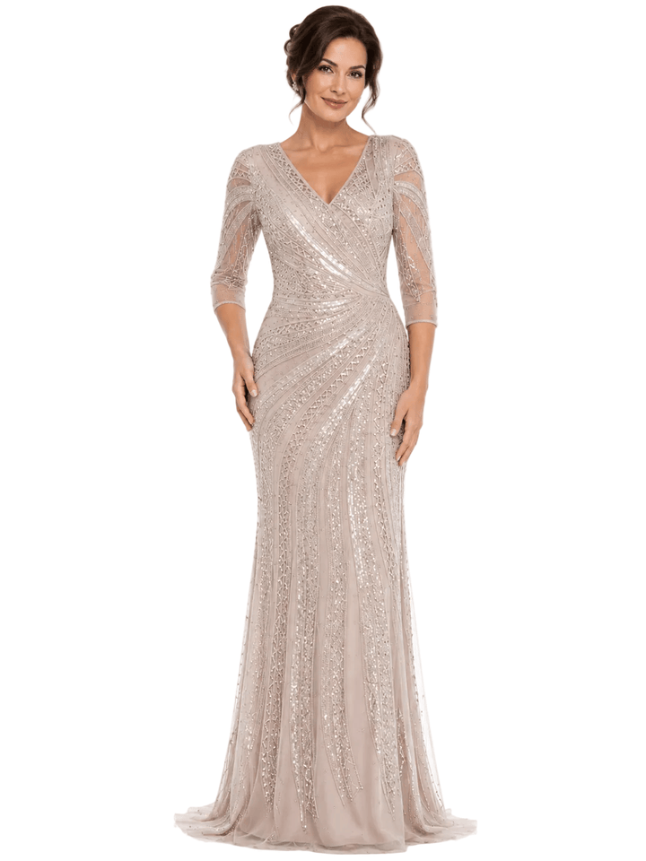 Colors dresses US16 Colors MV1380 - Champagne Beaded Wrap Gown