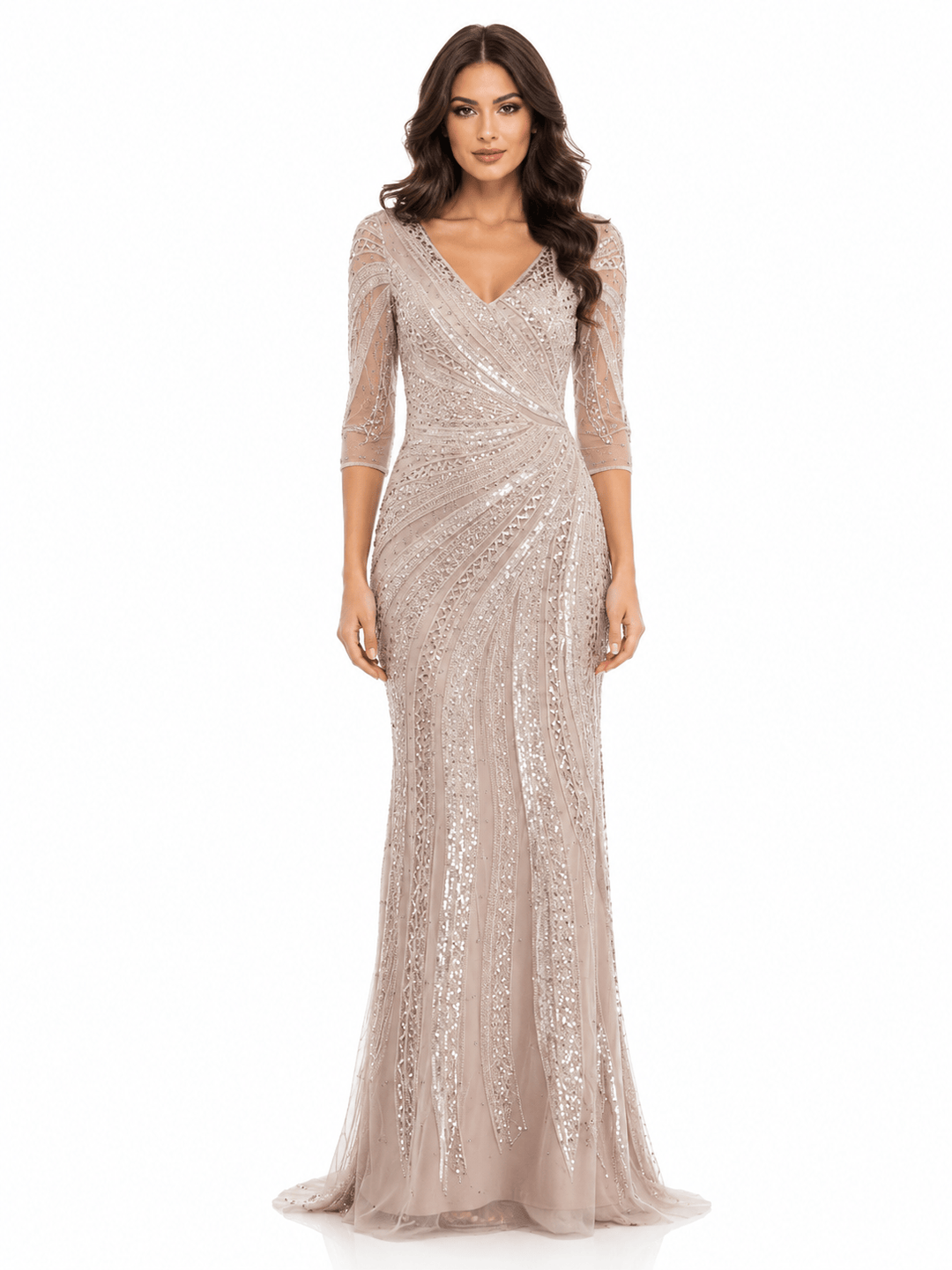 Colors dresses US16 Colors MV1380 - Champagne Beaded Wrap Gown