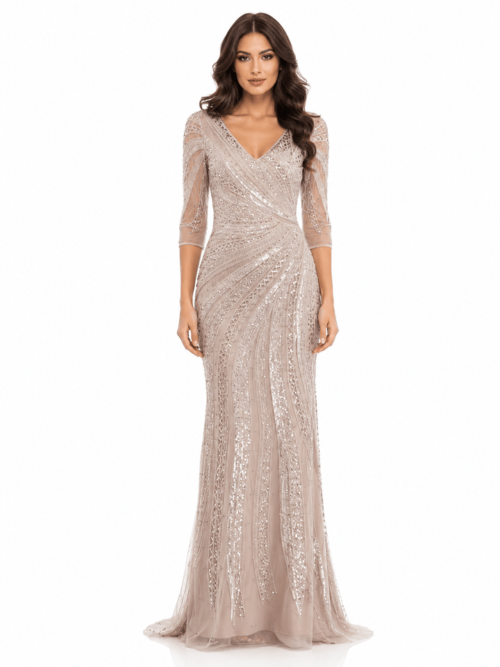 Colors dresses US16 Colors MV1380 - Champagne Beaded Wrap Gown