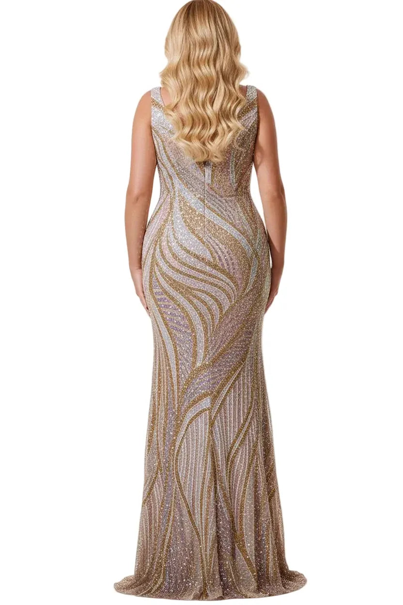 Jovani dress Jovani-42512-Nude/Gold Multi