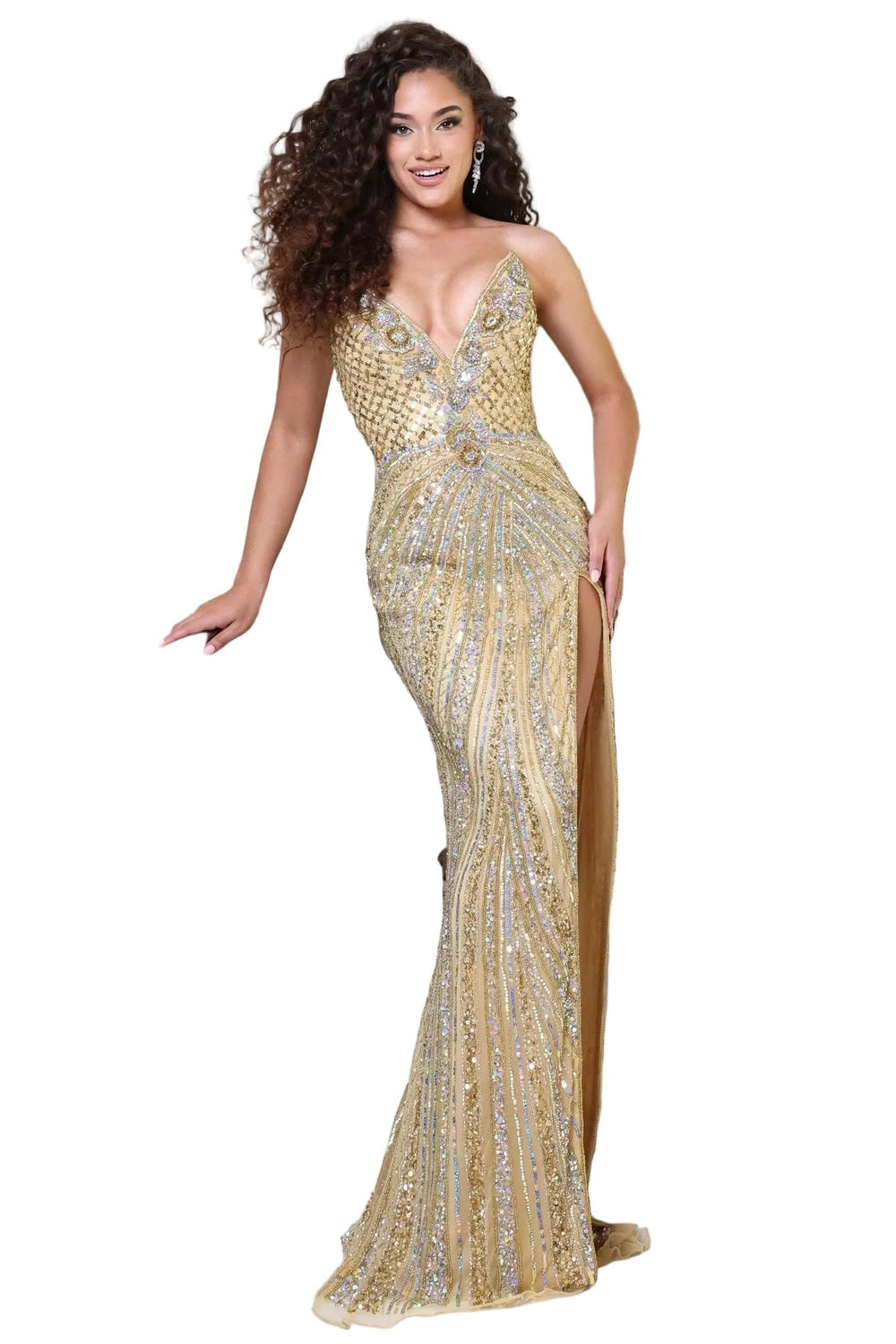 Jovani Dresses Jovani - 49270 - Gold Multi