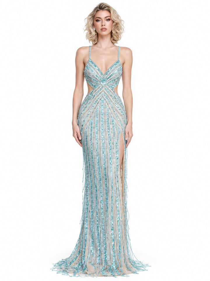 Jovani dresses Jovani - 51590 - Nude/Blue/Silver