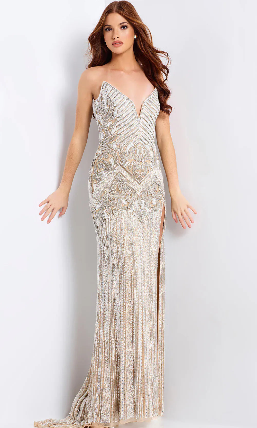 Jovani Jovani-49248-Nude/Silver/White