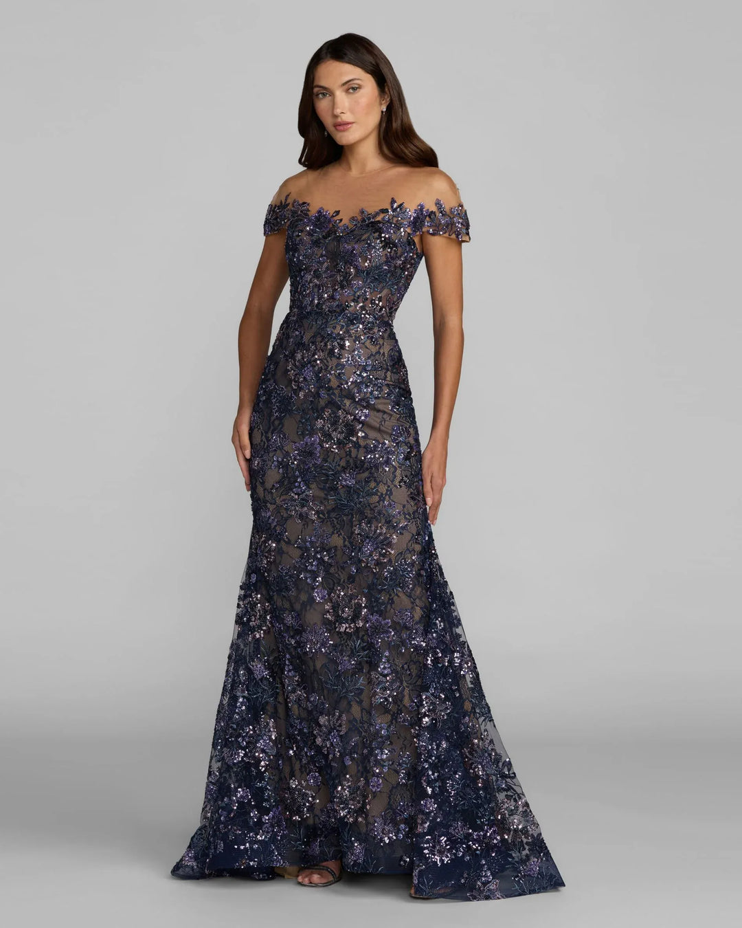 Mac Duggal dresses Mac Duggal 69139 - Navy Embellished Lace Trumpet Gown
