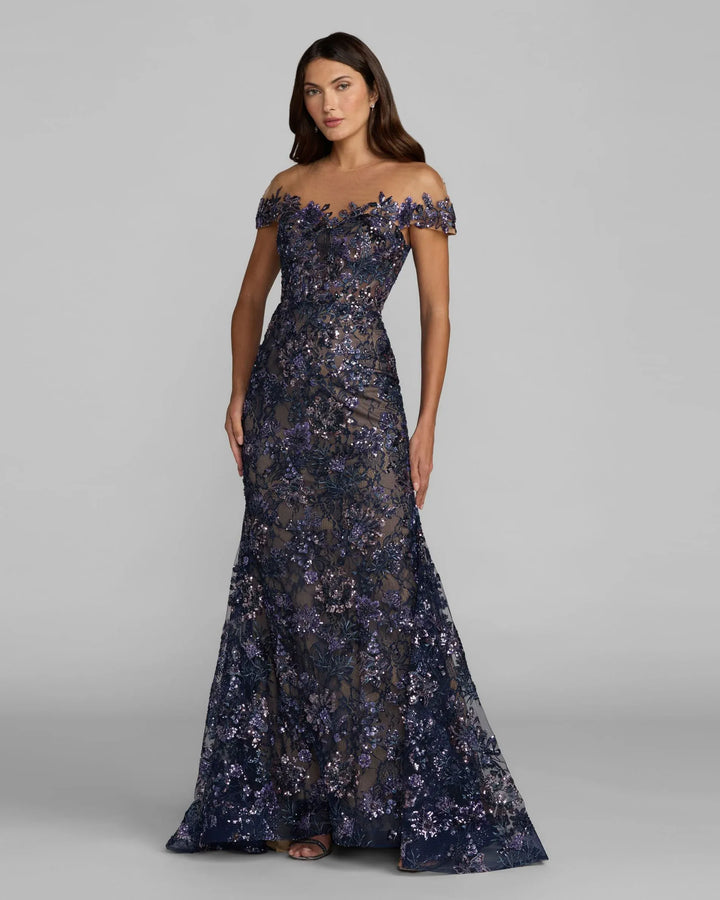 Mac Duggal dresses Mac Duggal 69139 - Navy Embellished Lace Trumpet Gown