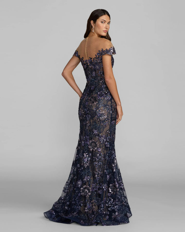 Mac Duggal dresses Mac Duggal 69139 - Navy Embellished Lace Trumpet Gown