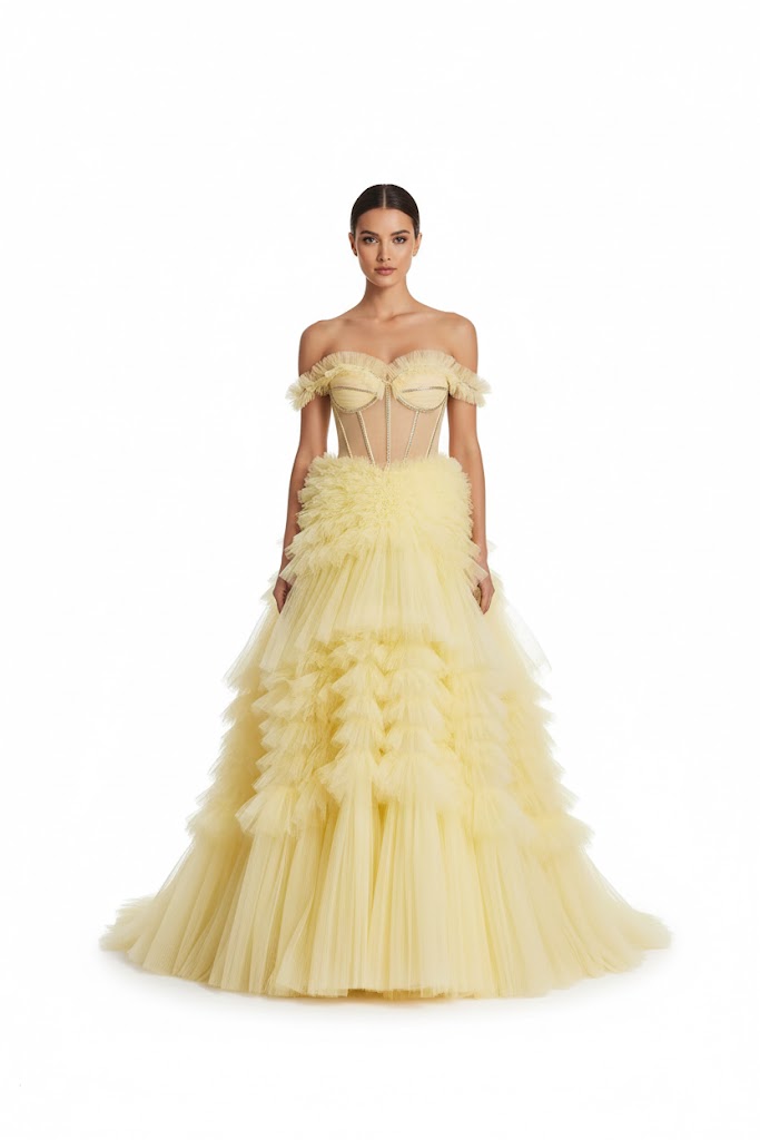 Andrea And Leo - A1150 - Yellow dresses Andrea and Leo