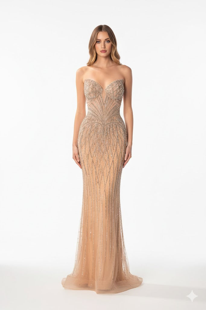 Andrea And Leo -a1503 -champagne dresses Andrea and Leo