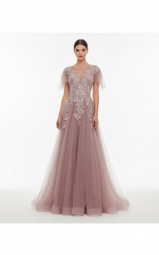 Andrea And Leo - A1351 - Mauve-Plus dresses Andrea and Leo