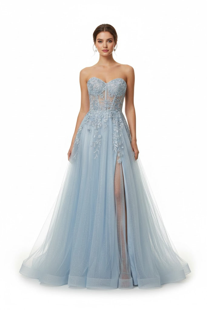 Andrea And Leo - A1339 - Light Blue dresses Andrea and Leo